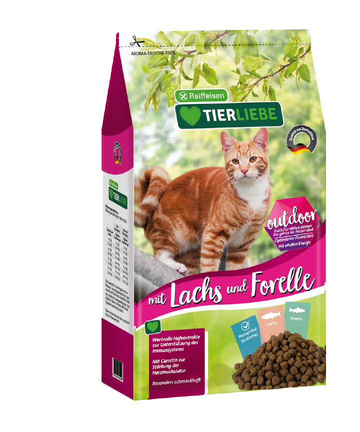 TIERLIEBE Katzen-Trockenfutter Lachs+Forelle Outdoor